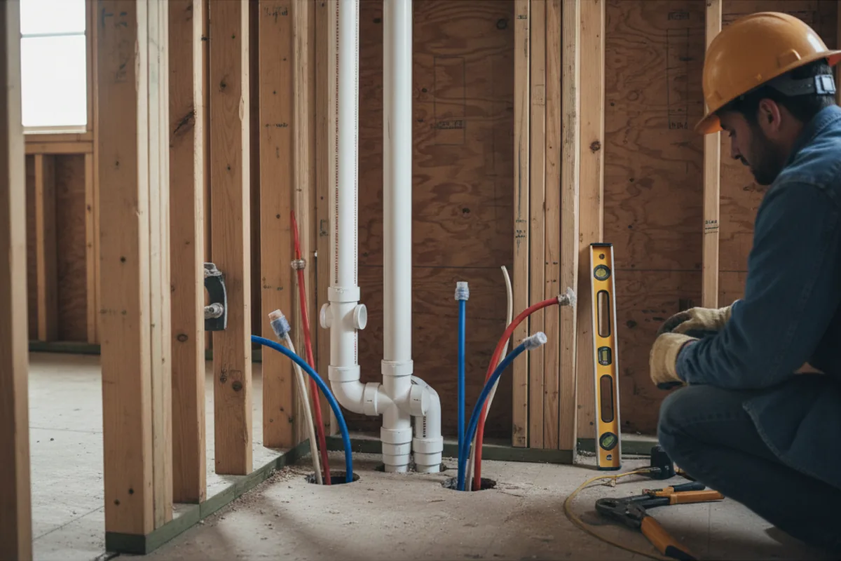 Drain and supply rough-in during Drain Cleaning in Greenlawn